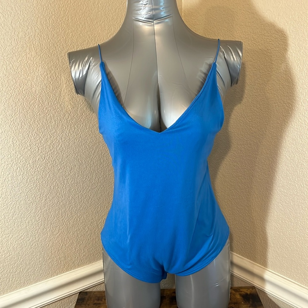 GAZE DEEP V BODYSUIT SKY BLUE SIZE LARGE